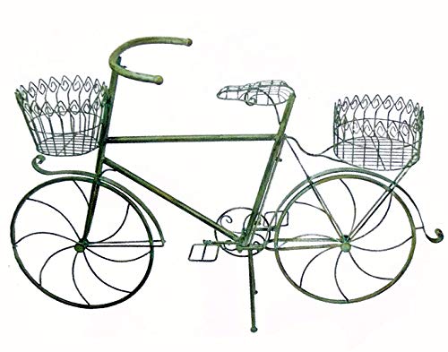 Upper Deck Bicycle Plant Holder Wrought Iron Antique Mint Finish