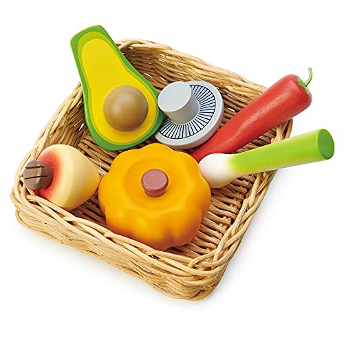 Tender Leaf Toys - Veggie Basket - Pretend Food Play Supermarket Shopping Game Accessories 3+