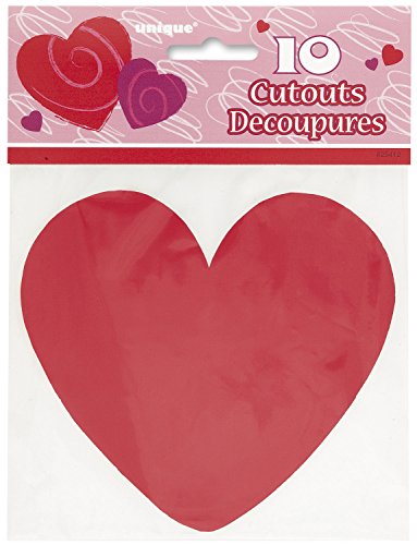 Unique Industries Unique Red Heart Paper Cutouts, 10ct, 5" x 4.5"