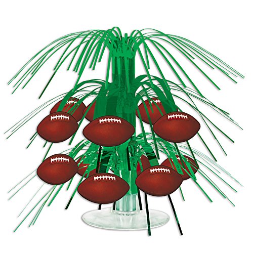 Beistle Football Mini Cascade Centerpiece, 7.5", Green/Brown/White