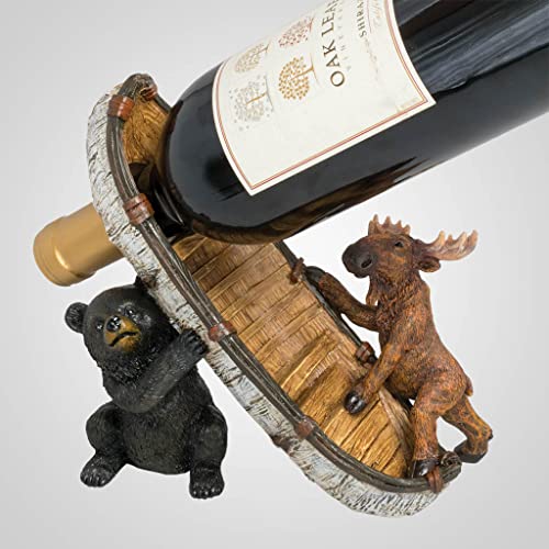 Lipco Polystone Bear, Moose, and Canoe Wine Bottle Holder, 7.5-inch Length, Kitchen Accessories