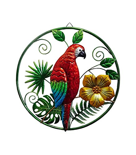 Comfy Hour 19" Metal Art Parrot Flower Wall Decor
