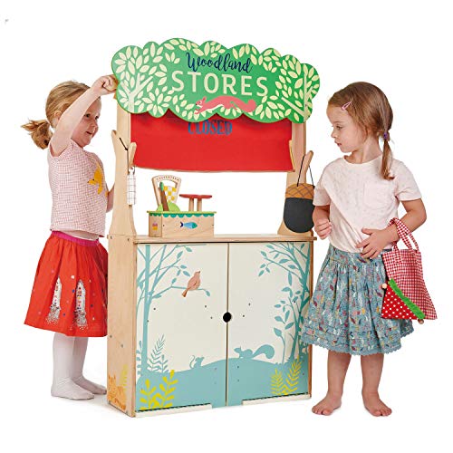 Tender Leaf Toys Woodland Store and Puppet Theater ‚Äö√Ñ√¨ 2 Sided Reversible Grocery Stand and Hand Puppeteer Stage - Social, Creative, and Imaginative Development ‚Äö√Ñ√¨ Expressive Role Play ‚Äö√Ñ√¨ Ages 3 Years +