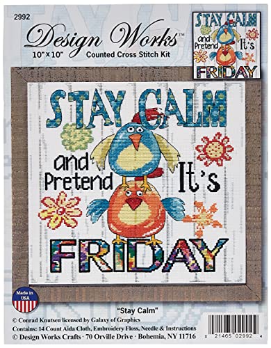 Design Works Crafts, 10" x 10" Counted Cross Stitch Kit, Stay Calm