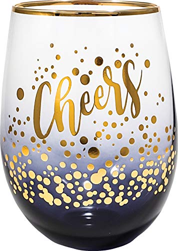 Spoontiques 21721 Cheers Stemless Glass, 20 ounces, Black