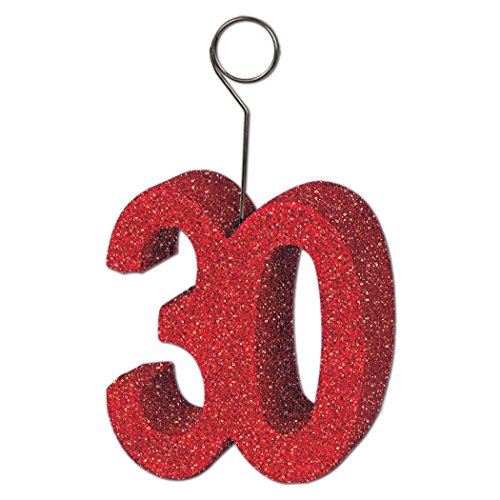 Beistle Red Glitter 30" Photo and Balloon Holder-1 Pc