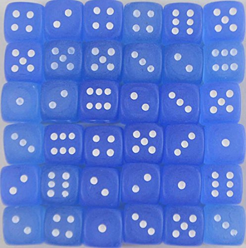 Chessex 27806 Frosted 12mm d6 Dice Block, Blue and White