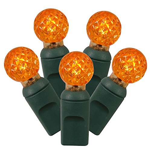 Vickerman 50 Count Single Mold G12 Berry LED Light Set with Green Wire, Orange