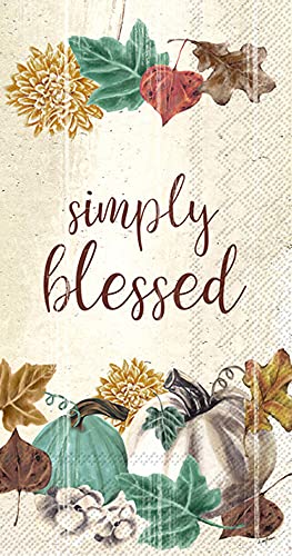 Boston International IHR 3-Ply Guest Towel Buffet Paper Napkins, 8.5 x 4.5-Inches, Simply Blessed Pumpkins