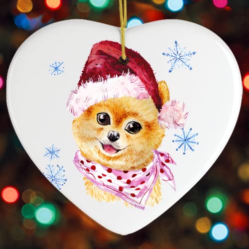 OrnamentallyYou Dog Themed Christmas Ornaments (Pomeranian Puppy Watercolor Christmas Ornament)