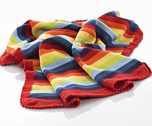 Pebble | Handmade Baby Blanket - Rainbow Stripey | Cotton | Heirloom | Fair Trade | Machine Washable