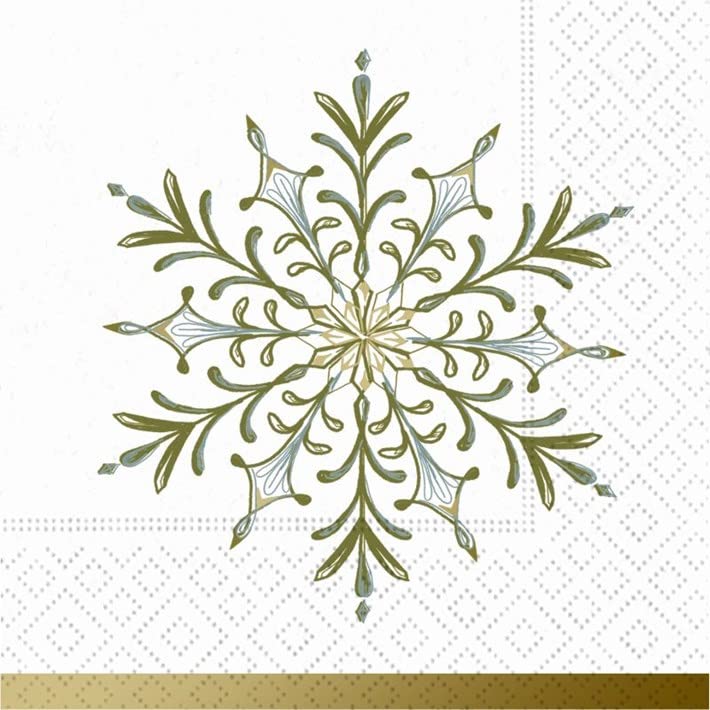 Design Design 624-10429 Luxe Snowflake Beverage Napkin, 3.88-inch Square