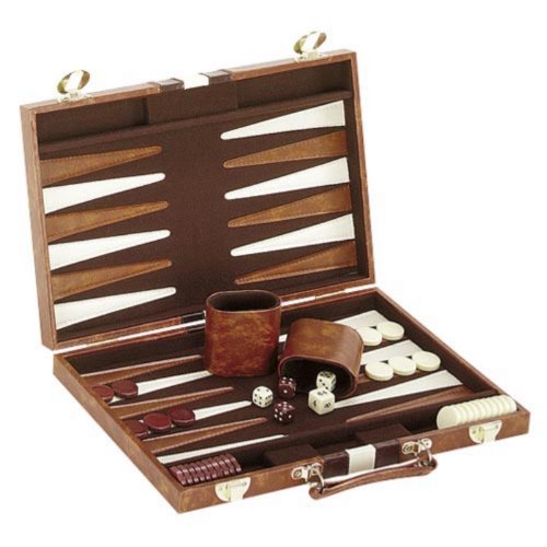 CHH Vinyl with Ripes Backagammon Set, Brown, 11"