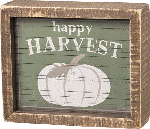 Primitives by Kathy Happy Harvest Slat Wood Inset Box Decorative Sign