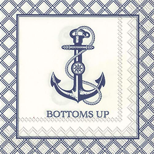 Boston International IHR Roseanne Beck Cocktail Beverage Paper Napkins, 5 x 5-Inches, Bottoms Up