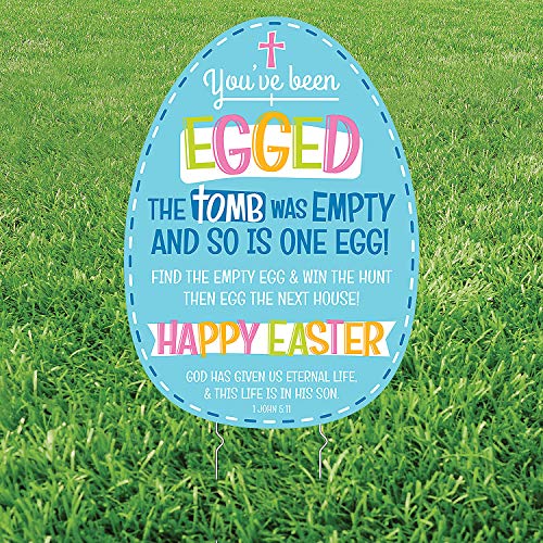 Fun Express Religious You√ïve Been Egged Yard Sign - Easter Outdoor Decor - 1 Piece