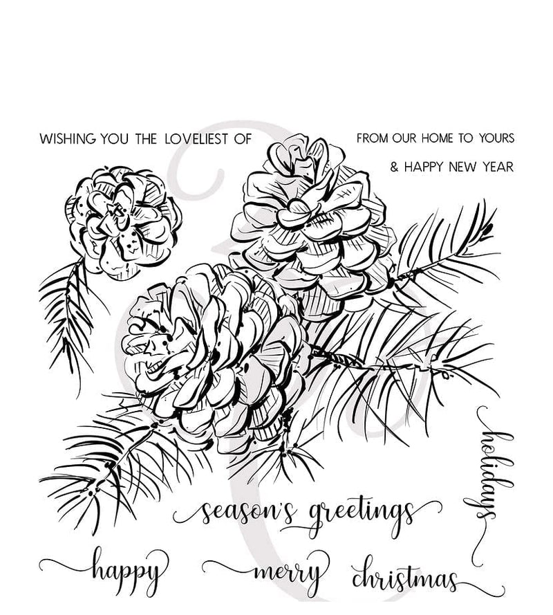 Colorado Craft Company Colorado Clear Stamp Pinecone, Pinecone & Branch-Big & Bold