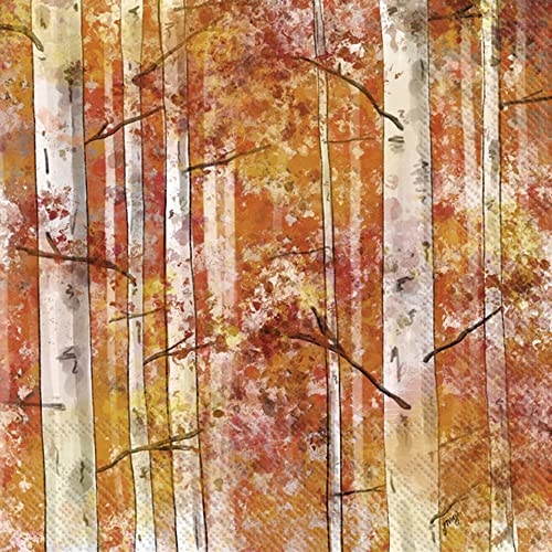 Boston International IHR Floral Fall Autumn Thanksgiving 3-Ply Paper Napkins, 20-Count Lunch Size, Autumn Birch