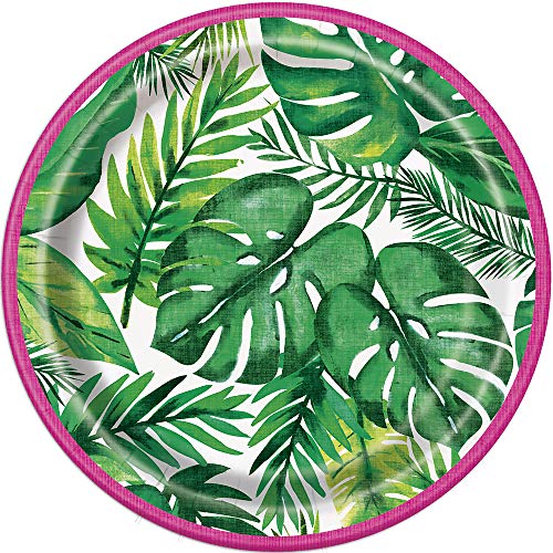 Unique Industries Palm Tropical Luau Green Party Paper Plates, 8 Ct.