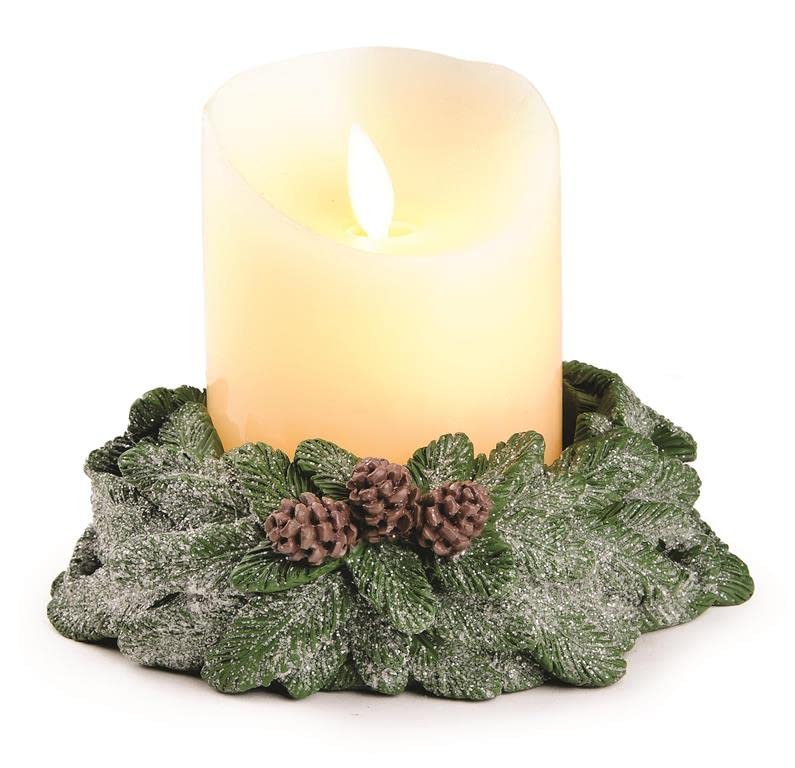 Blossom Bucket 228-13511 LED Candle with Christmas Greens and Pinecone Base, 6-inch Length