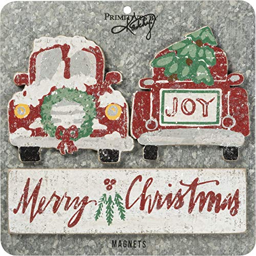 Primitives By Kathy Magnet Wood Magnet Set - Merry Christmas Decorative Ornaments