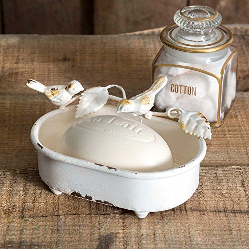 CTW Distressed White Pair of Birds Soap Dish