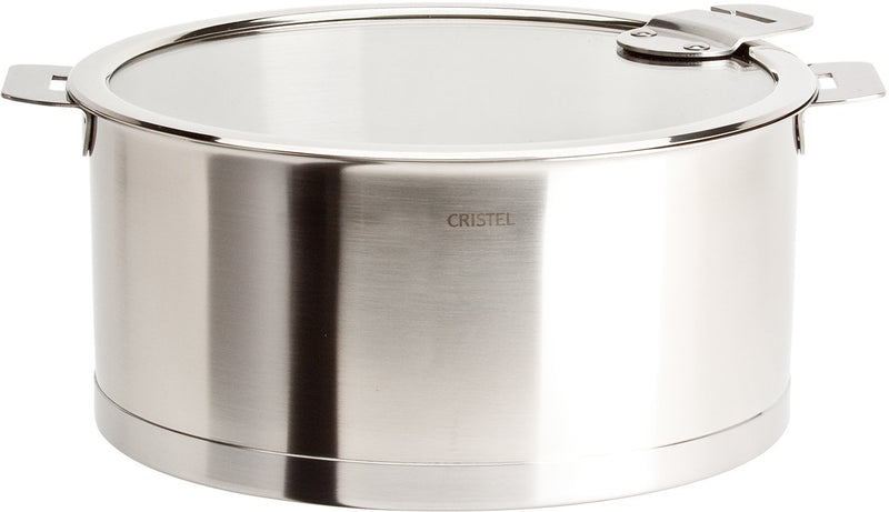 Cristel Strate L Stainless Steel Stewpan with Glass Lid and Removable Handles, 5.4 Quart