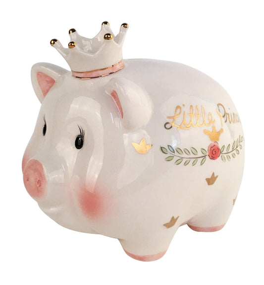 Blue Sky Clayworks Princess Piggy Bank, 7.75-inch Length, Multicolor, Female, Gift, Birthday, Tabletops
