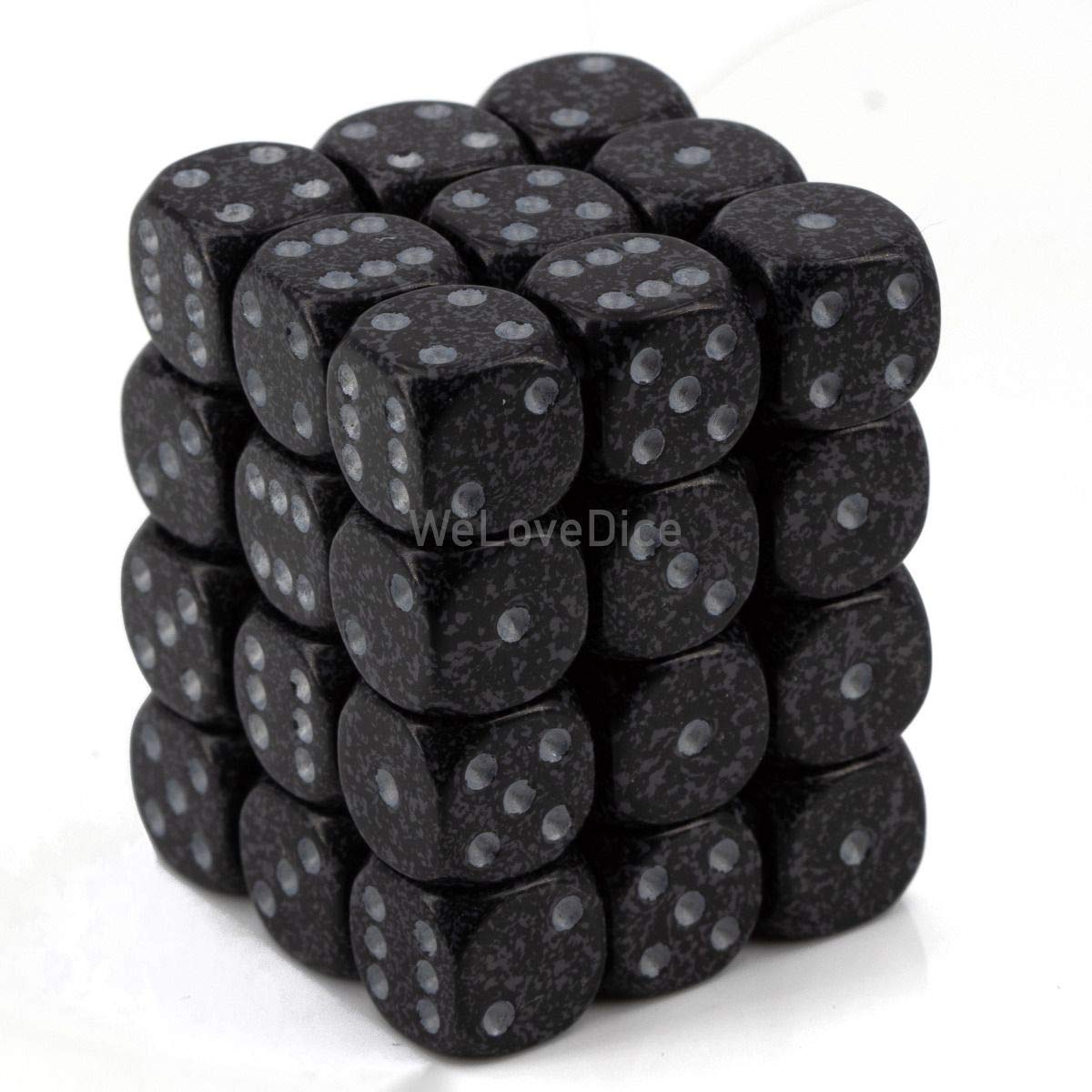 DND Dice Set-Chessex D&D Dice-12mm Speckled Ninja Plastic Polyhedral Dice Set-Dungeons and Dragons Dice Includes 36 Dice – D6