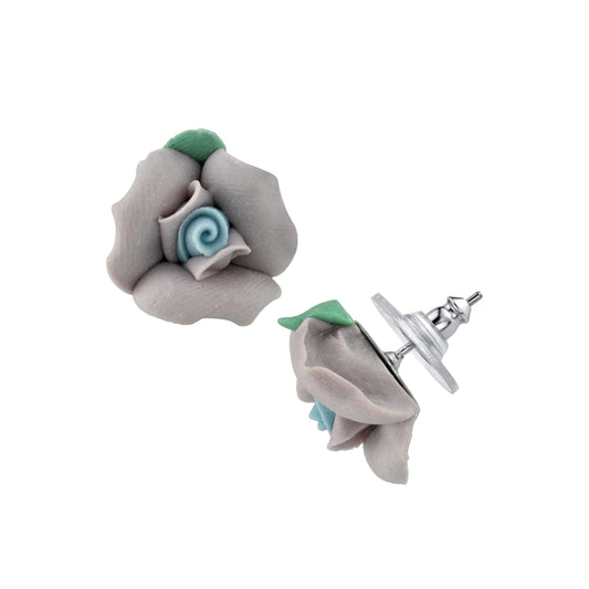 1928 Jewelry Classic Lavender Purple Porcelain Rose Post Stud Earrings