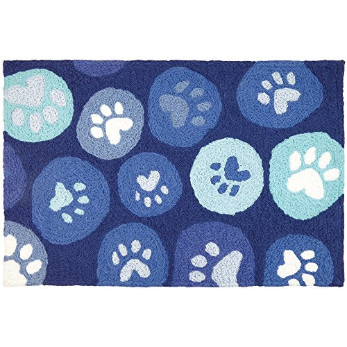 Home Comfort Jellybean Paws Galore-Blue Pets Indoor/Outdoor Machine Washable 21" x 33" Accent Rug