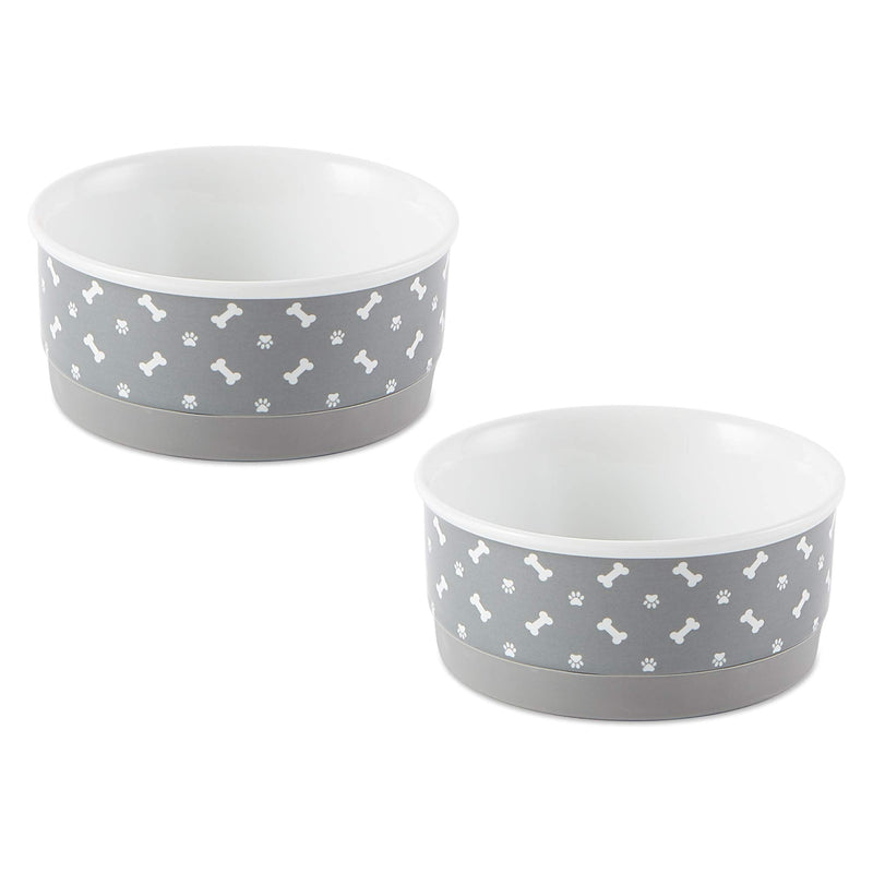 Bone Dry Ceramic Pet Collection, Small Bowl Set, Gray 2 Count