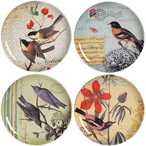 A&B Home Lottie Bird Side Plates, Set of 4, 8.3-Inch