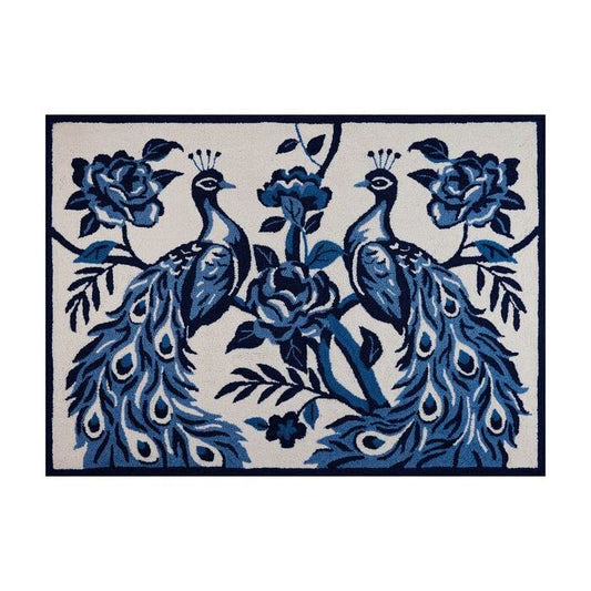 Peking Handicraft Chinoiserie Peacock Hook Rug, 44-inch Length, Multicolor, for Home, Office, Living Room D‚àö¬©cor