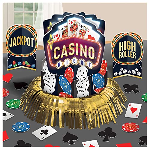 amscan Casino Night Cardstock with Foil Fringe Decorating Kit - 23pc