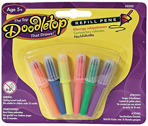 University Games U-Create Doodletop Twister 6 Refill Pens for Tops, Drawing Games, Marker Pens, Creative Art Spiral Spinning Top For Kids Age 5 & Above