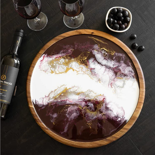 Lynn & Liana Designs Acacia Lazy Susan Merlot, 16-inch Diameter, Serveware, Kitchen