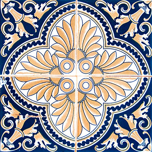 Mi Alma Backsplash Peel and Stick Tile Stickers 24 PC Set Authentic Tile Decals Bathroom & Kitchen Vinyl Wall Decals Easy to Apply Just Peel & Stick Home Decor (6x6 Inch, Blue Cream H16)
