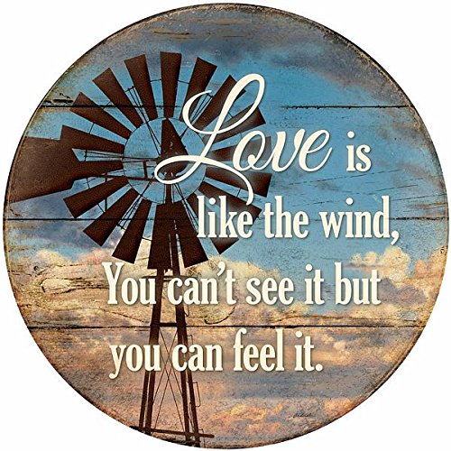 Wild Wings(MN) Love - Windmill 21" Round Wood Sign by John Aldrich