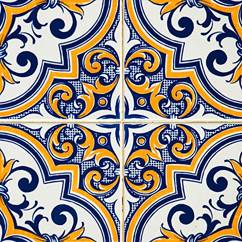 Mi Alma Backsplash Peel and Stick Tile Stickers 24 PC Set Authentic Tile Decals Bathroom & Kitchen Vinyl Wall Decals Easy to Apply Just Peel & Stick Home Decor (4x4 Inch, Vintage Yellow H24)