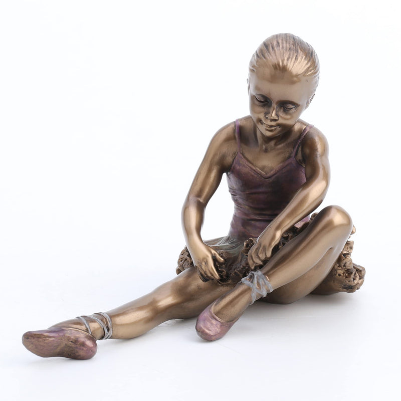Veronese Design 4 1/2" Tall Little Ballerina Dance Preparation Hand Painted Bronze Finish Resin Figurine