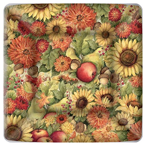 Boston International Square Paper Dinner Plates, 8-Count, 10 x 10-Inches, Flowers and Fruit