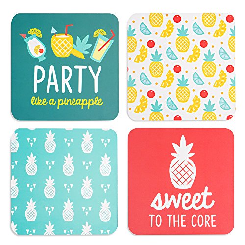 Pavilion Gift Company Pineapple Punch Coaster Set, 4 x 4 Inch