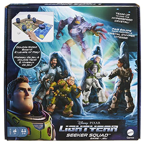 Mattel Disney Pixar Lightyear Seeker Squad Board Game 2 Level Play, 2 to 4 Players Cooperative Teamwork, Movie Theme, Gift for Kids and Lightyear Fans Ages 7 Years & Up