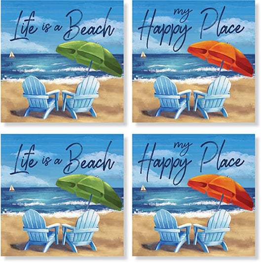 Carson Home Beach Chair House Coaster, 4-inch Square, Set of 4