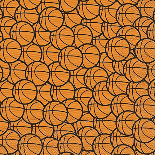 Boston International IHR 3-Ply Paper Napkins, 20-Count Cocktail Size, Basketball Orange