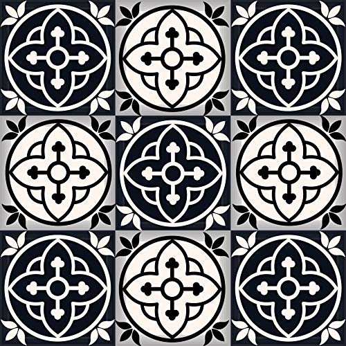 Mi Alma Black and White Tile Stickers Peel and Stick Tile Stickers 24 PC Set backsplash Tile Decals Bathroom & Kitchen Vinyl Wall Decals Just Peel Stick Home Decor (Stars, 4x4 Inch)