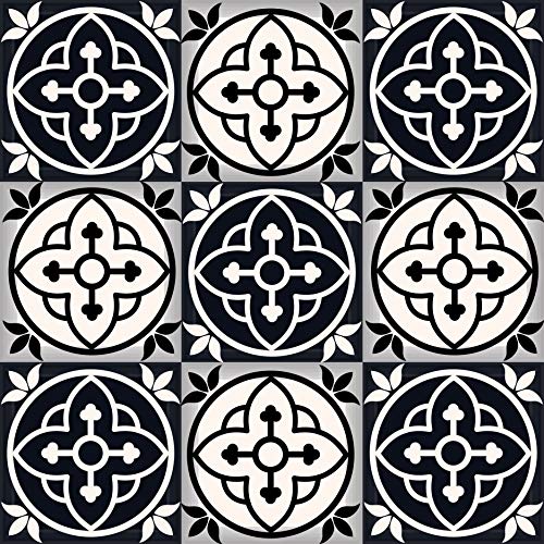 Mi Alma Black and White Tile Stickers Peel and Stick Tile Stickers 24 PC Set backsplash Tile Decals Bathroom & Kitchen Vinyl Wall Decals Just Peel Stick Home Decor (Stars, 5x5 Inch)
