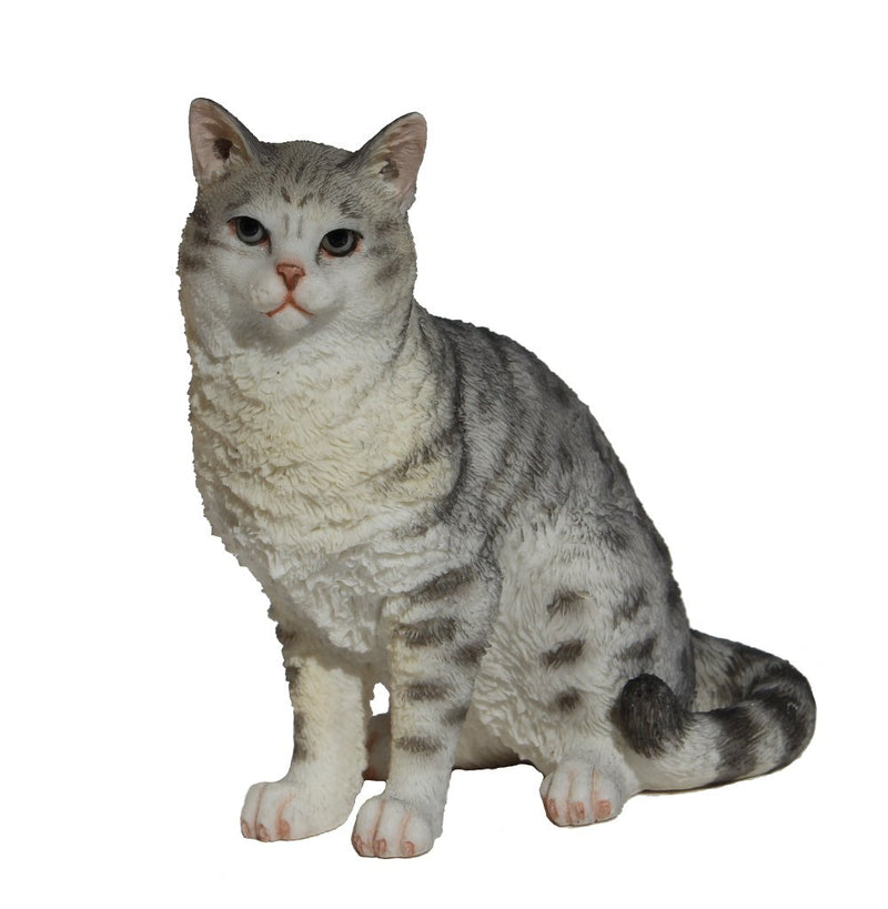 US 4.25 Inch Poly Stone American Shorthair Tabby Spotted Gray