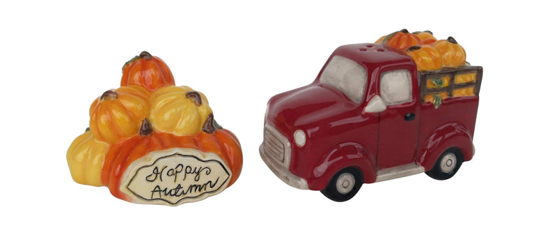 Blue Sky Ceramics Harvest Truck & Trail Salt & Pepper Set, Multi